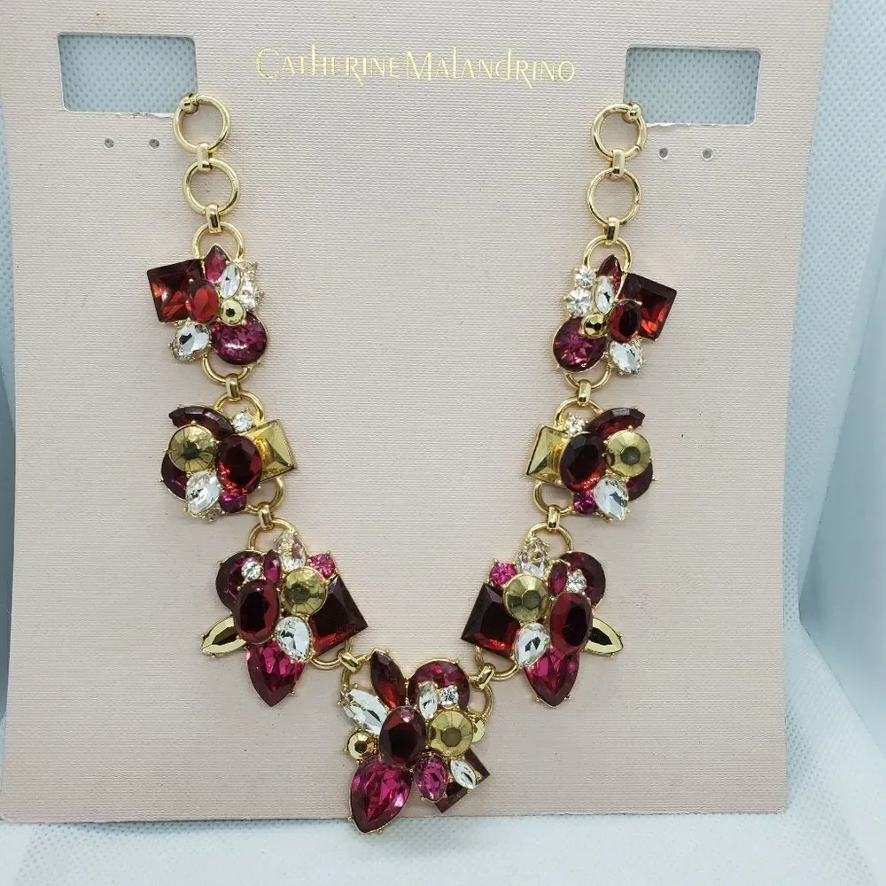 NWT Catherine Malandrino Gold, Red, & Pink Necklace